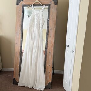 Lulu's Ivory Embroidered Halter Dress